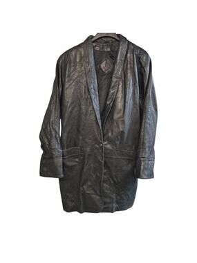 Tiboa Leathers Vintage Jacket Genuine Leather Womens Black Coat Lined 90s Large
